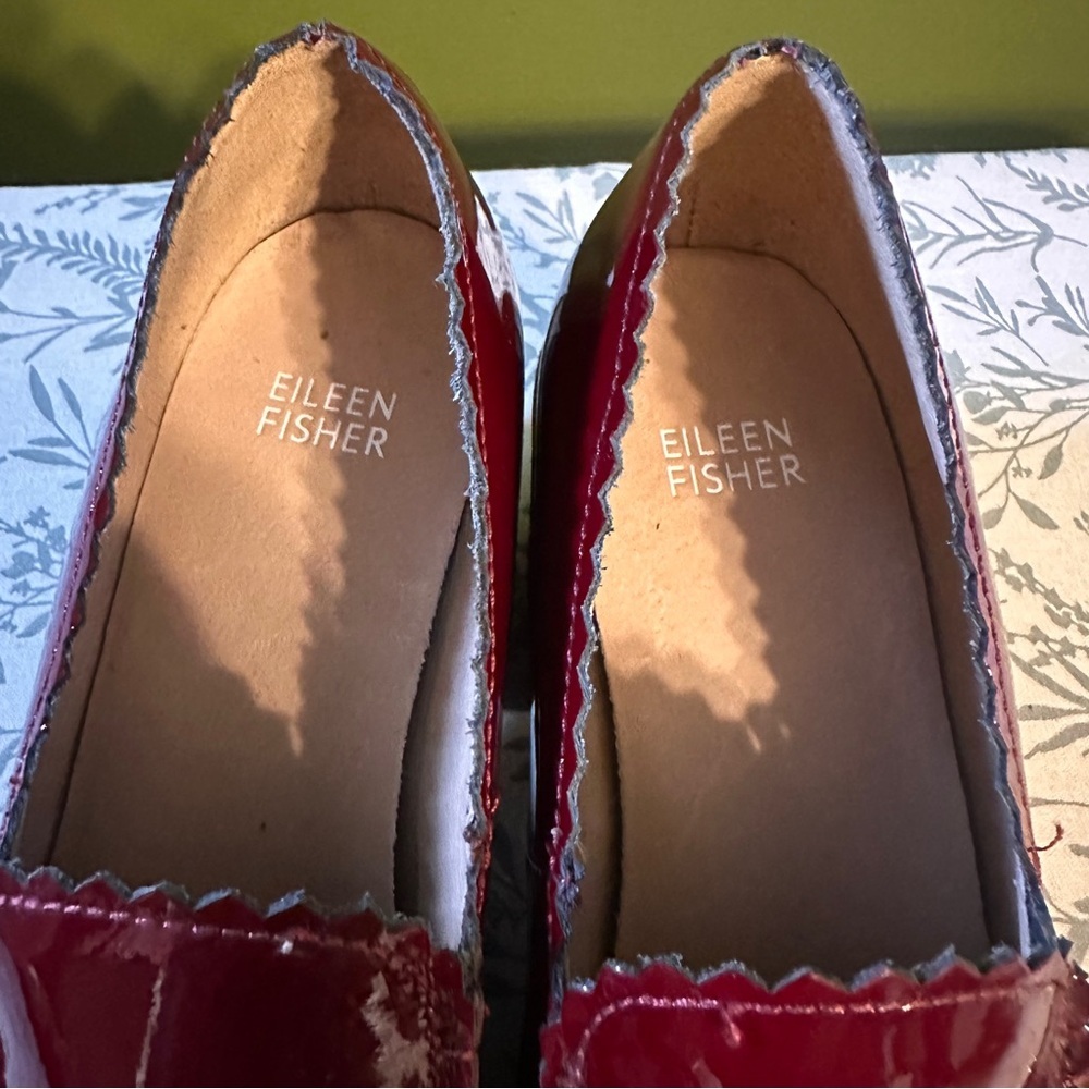 Eileen Fisher Harria Platform Maroon Red Patent Loafers size 7 - Picture 4 of 7